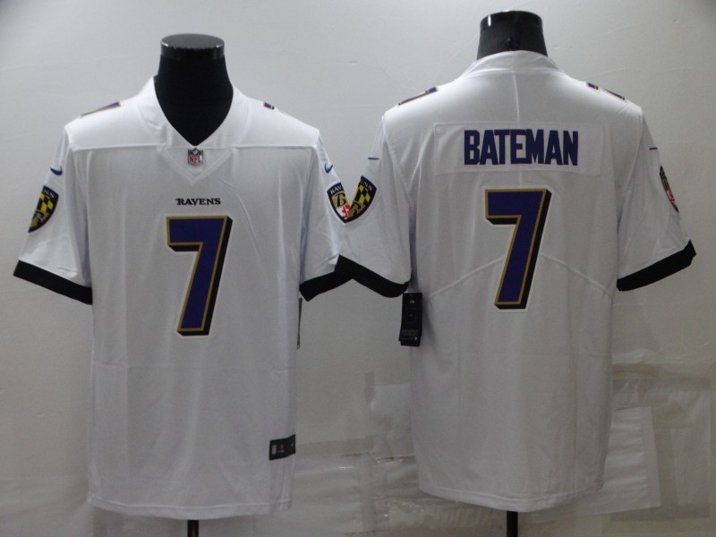 Men's Baltimore Ravens Rashod Bateman #7 White Jersey